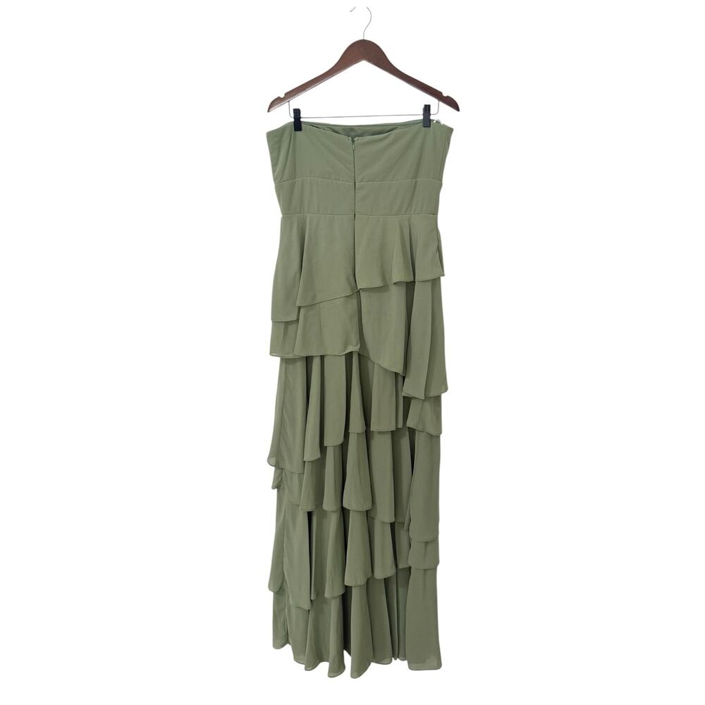 Lulus Gorgeous Essence Sage Strapless Tiered Maxi Dress size Large NWT - Picture 3 of 6